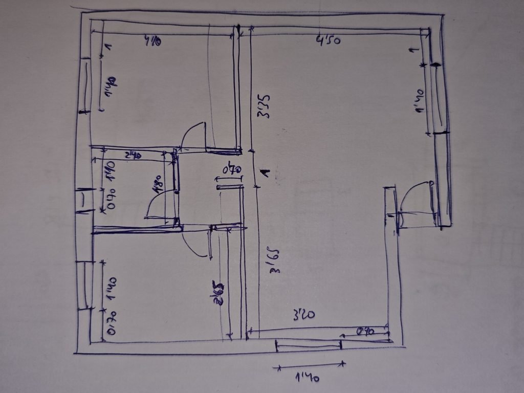 Croquis original con medidas utilizado como punto de partida en CROQIO