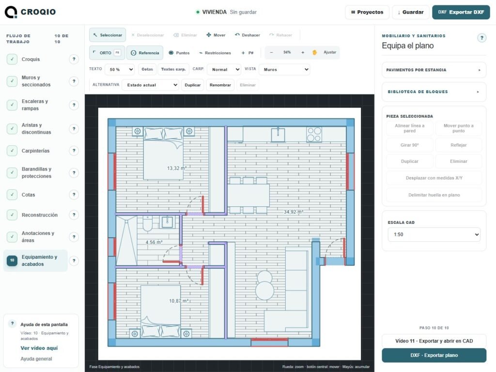 Plano reconstruido y editable dentro de CROQIO